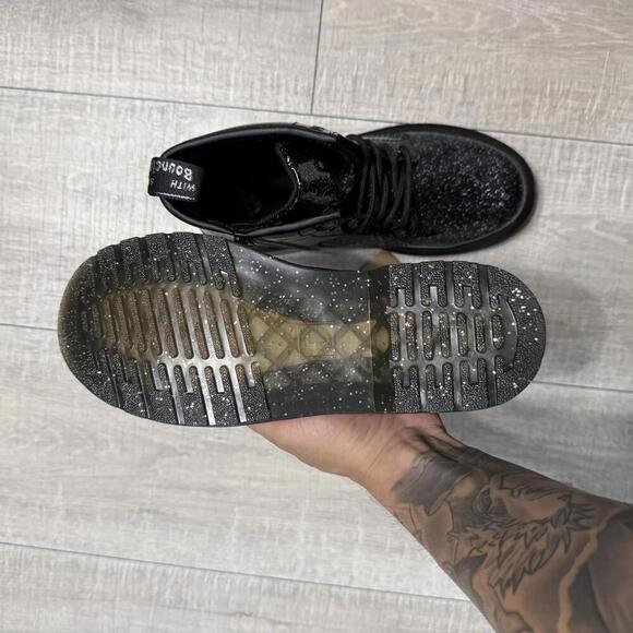 Dr. Martens Black Patent Leather Glitter Side Zip Boots 1460 J Size 5 Women - Picture 5 of 7